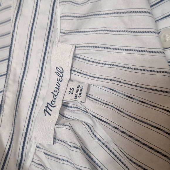 Madewell Striped Embroidered-Sleeve Shirt SZ XS - Picture 10 of 11